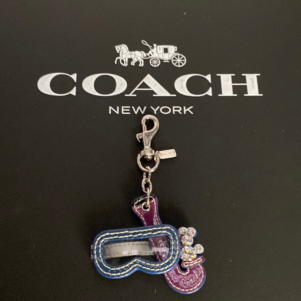Coach Keychain Fob Bling Crystal Bubbles Snorkel Scuba Leather Bag Charm Water